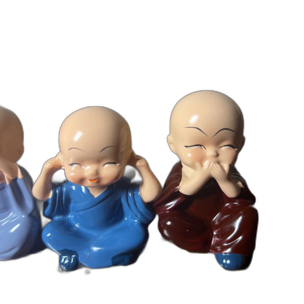 Set of 4 Monk Figurines - See No Evil, Hear No Evil, Speak No Evil, Do No Evil - Picture 5 of 9